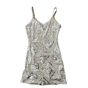 skies are blue silver sequin mini dres - size small